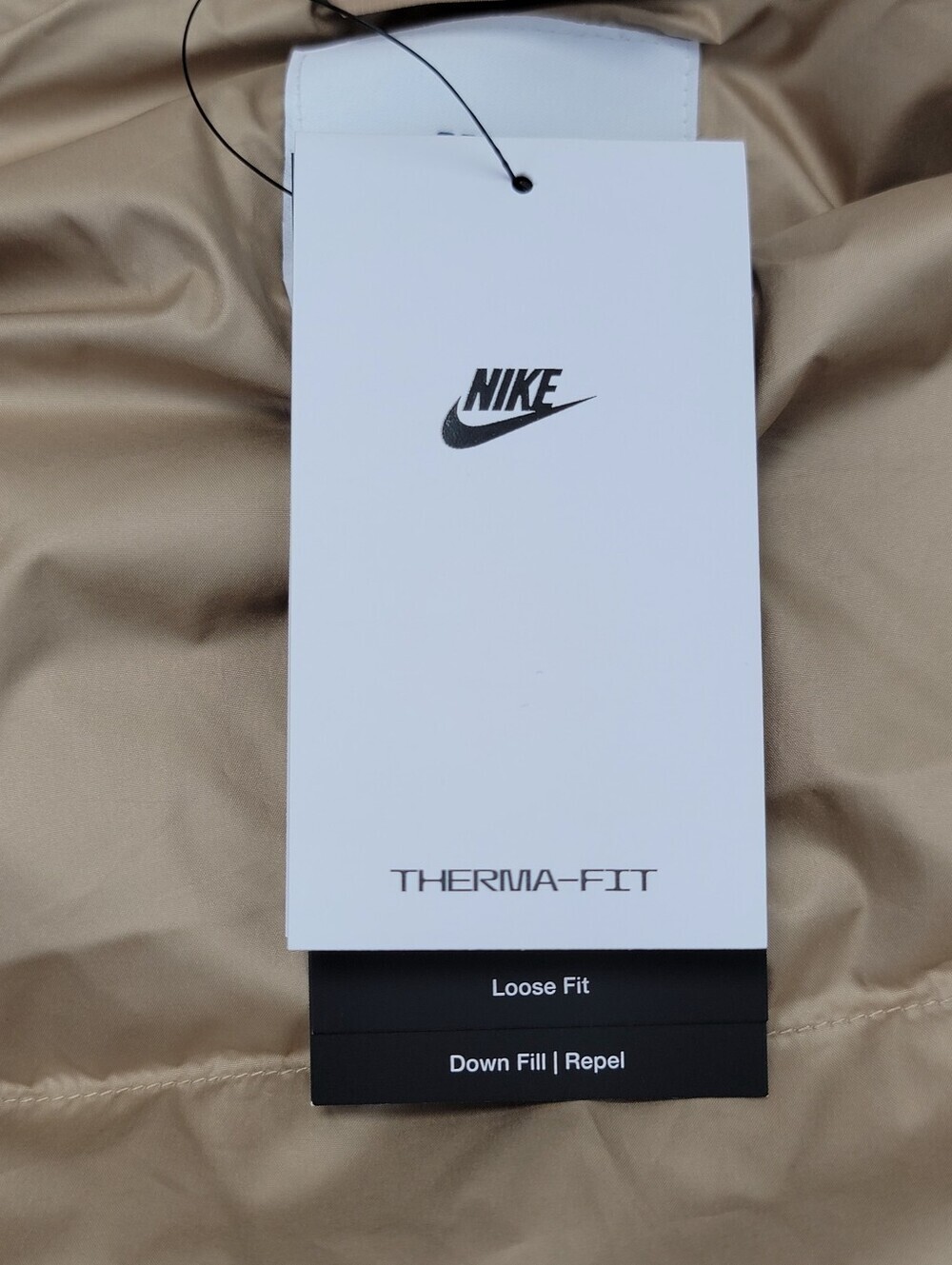 Nike Sportswear Club Men's Size XL Therma-FIT Down Puffer Vest Beige/White New - Picture 9 of 11